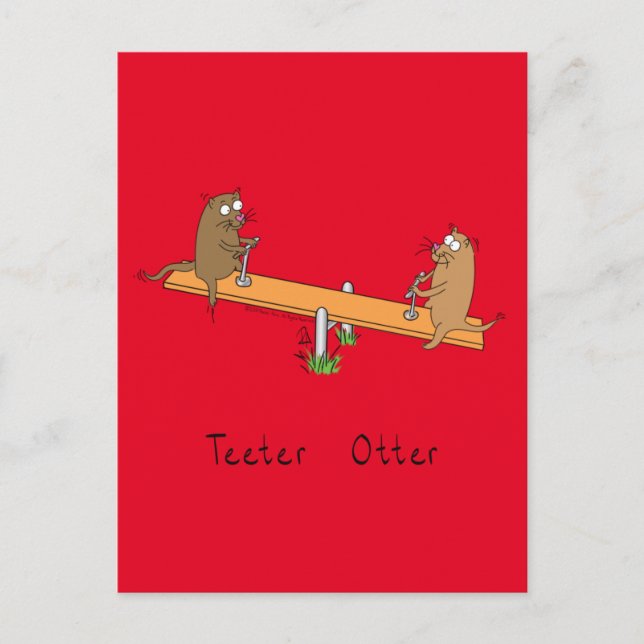Funny Otter Teeter Totter Kids Postkarte (Vorderseite)