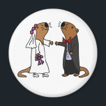 Funny Otter Wedding Cartoon Magnet<br><div class="desc">Schöne lustige Braut und Bräutigam Meer Otter Original Kunst Hochzeitsdesign</div>