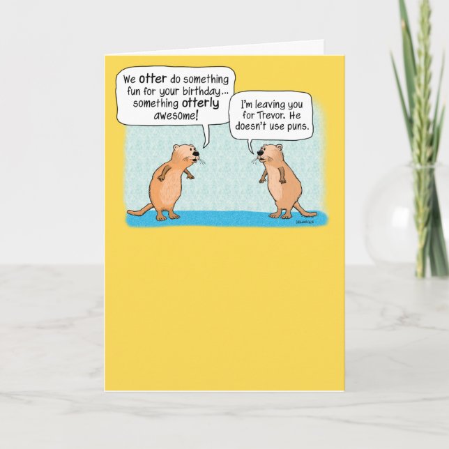 Funny Otters Birthday Card Karte (Vorderseite)