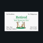 Funny Out of Business Retirement Visitenkarte<br><div class="desc">Funny Cartoon Typ in einer Hängematte Out of Business Rentirement Business Card.</div>