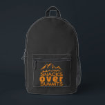 Funny Outdoor Hiking Backpack Gift Bedruckter Rucksack<br><div class="desc">Hey there, fellow explorer! Check out this backpack – it's as amazing as you are! This black hiking backpack is super stylish, and the bright orange side panels give it a pop of color that really makes it stand out. Plus, how cool is the mountain design on the front pocket...</div>