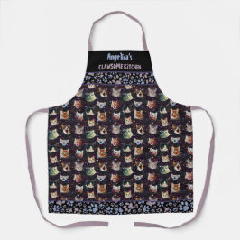 Funny Oututer Space Galaxy Katzen und Paw Print Cu Schürze