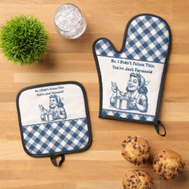 Funny Oven Mitt und Pot Holder Set Retro Kariert