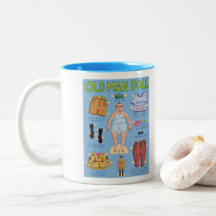 FUNNY Over the Hill - Old MAN Paper Doll. Zweifarbige Tasse