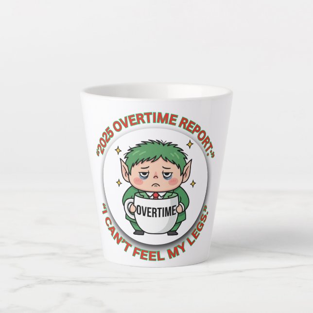 Funny Overtime Elf Christmas Coffee Mug – Office B Milchtasse (Vorderseite)