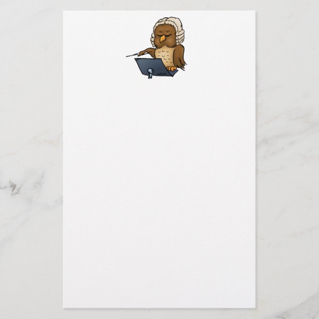Funny Owl Conductor Cartoon Briefpapier (Vorderseite)