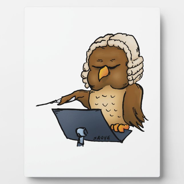 Funny Owl Conductor Cartoon Fotoplatte (Vorderseite)