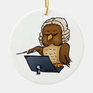 Funny Owl Conductor Cartoon Keramik Ornament