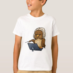Funny Owl Conductor Cartoon T-Shirt