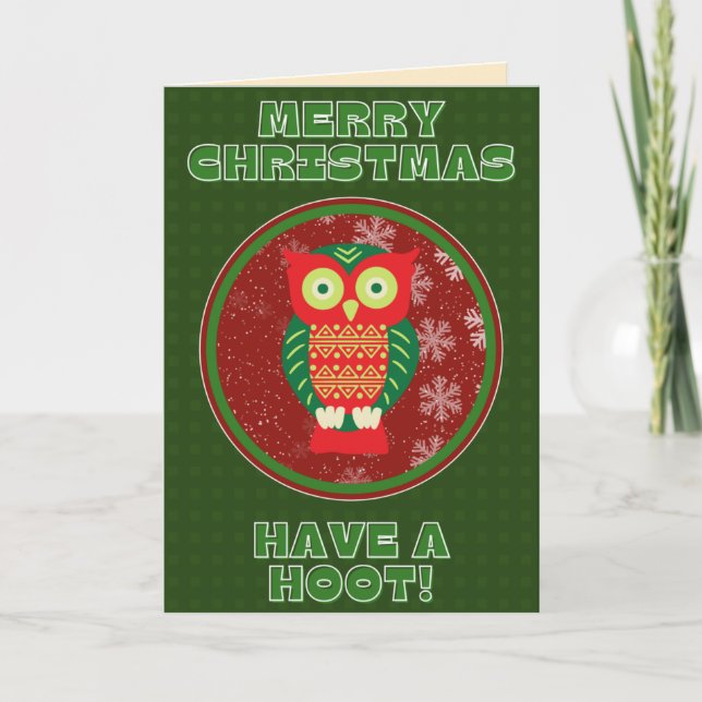 Funny Owl haben Weihnachten Karte (Vorderseite)