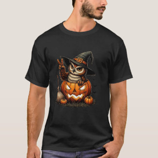Funny Owl Hexenkürbis Halloween Mens Damen Kinder T-Shirt