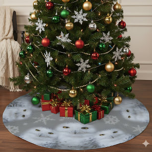 Funny Owl Ich Wollte für Weihnachten Snowy Owls Fa Polyester Weihnachtsbaumdecke
