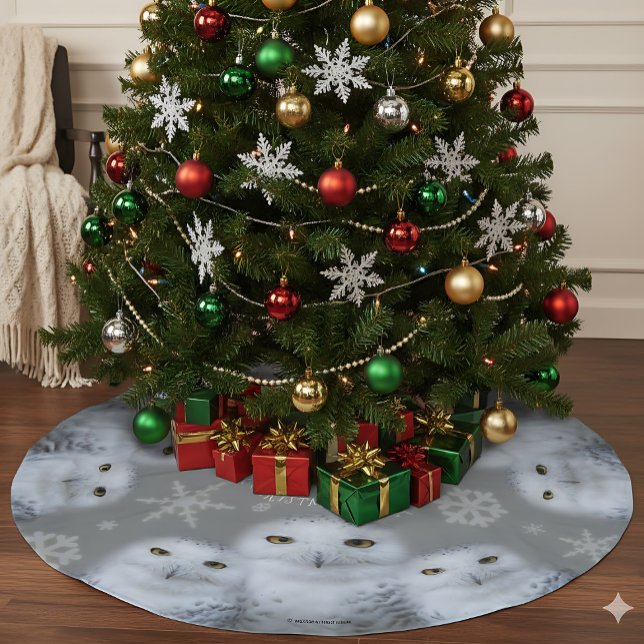 Funny Owl Ich Wollte für Weihnachten Snowy Owls Fa Polyester Weihnachtsbaumdecke (Snowy Owls Tree Skirt Cover Photo)
