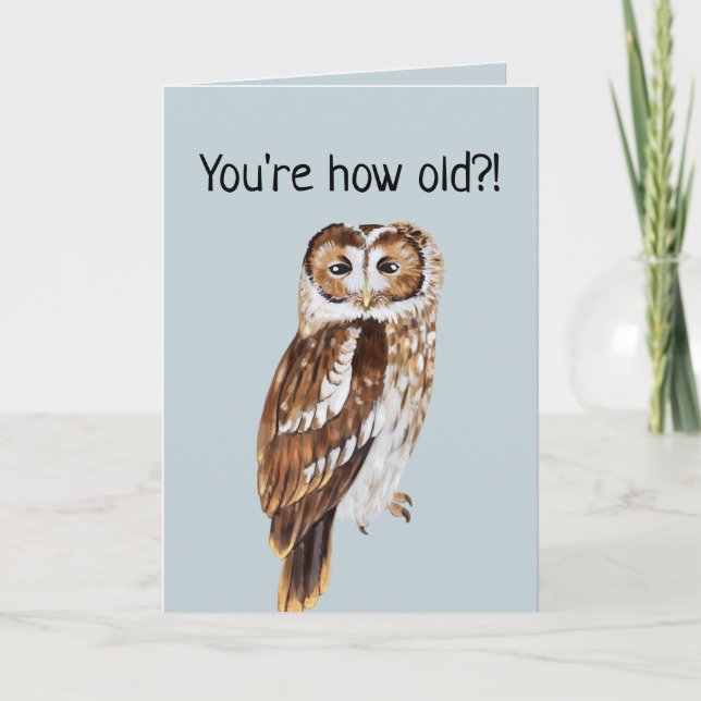 Funny Owl Illustration Personalisiert Geburtstag Karte (Vorderseite)