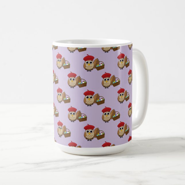 Funny Owl Ostereier Hunt Muster Kaffeetasse (VorderseiteRechts)