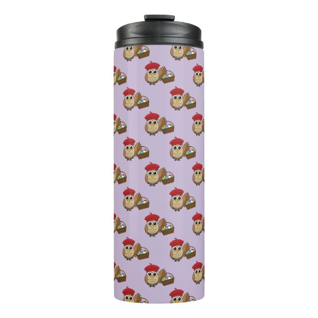 Funny Owl Ostereier Hunt Muster Thermosbecher (Vorderseite)