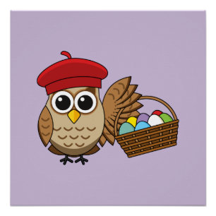 Funny Owl Ostereier Jagd Poster