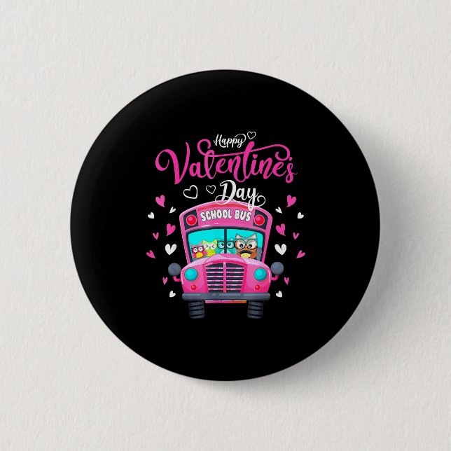 Funny Owls School Bus Driver Happy Valentines Day  Button (Vorderseite)