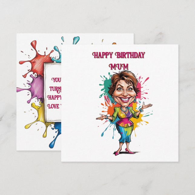 Funny Paint splash Mama Birthday Karikatur Karte (Vorne/Hinten)