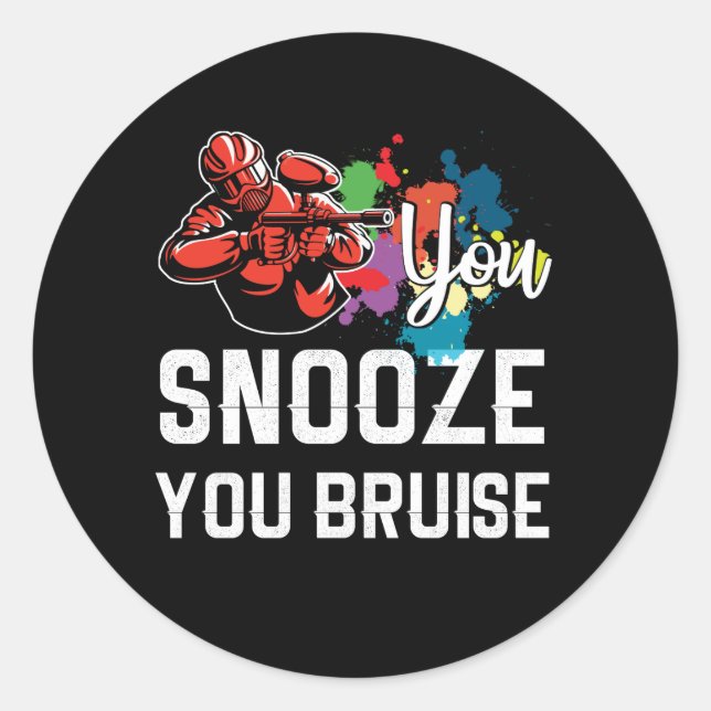 Funny Paintball You Snooze You Bruise Runder Aufkleber (Vorderseite)