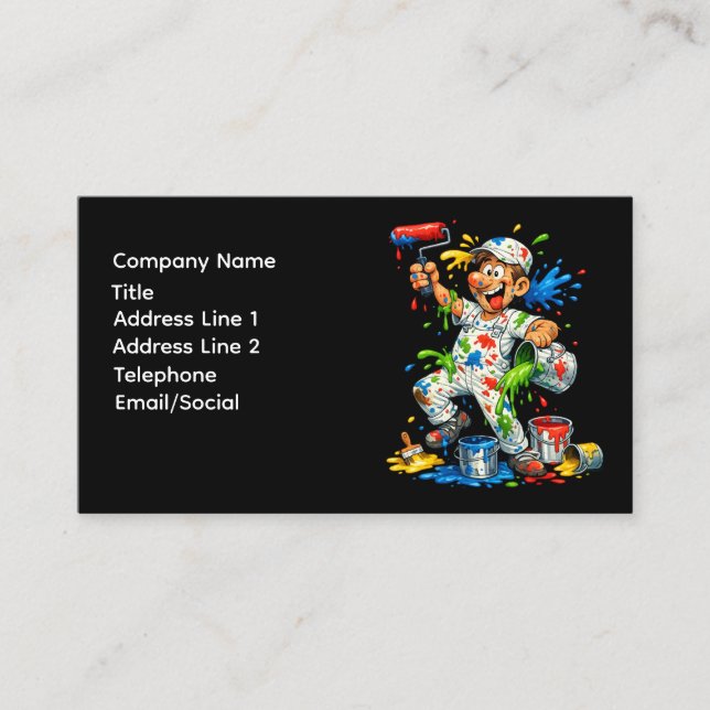 Funny Painter Cartoon Painter Business Card Visitenkarte (Vorderseite)