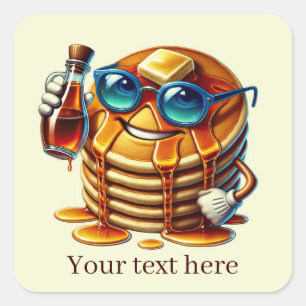 Funny pancake Frühstück fügen Text Quadratischer Aufkleber