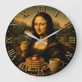 Funny Pancake Mona Lisa Große Wanduhr