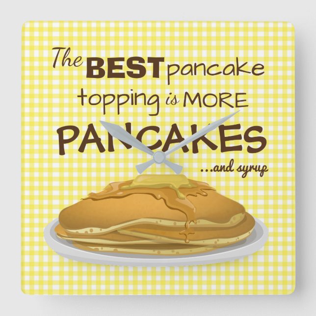 Funny Pancakes und Sirup Zitronensatz Quadratische Wanduhr (Vorderseite)