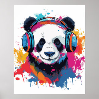 Funny Panda aquarelle brillant art Poster