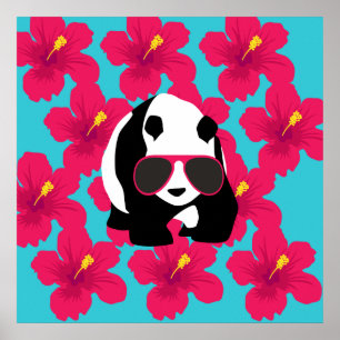 Funny Panda Bear Beach Bum Coole Sonnenbrille Trop Poster