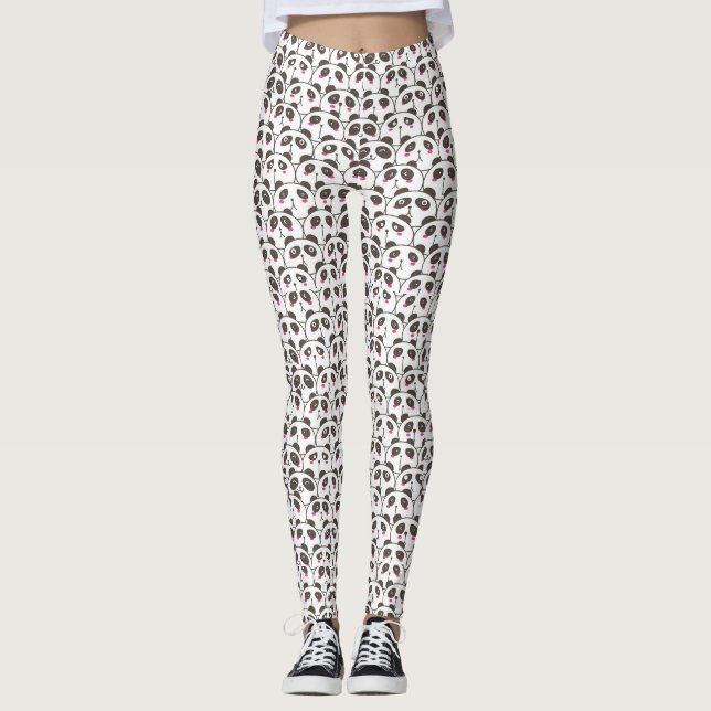 Funny Panda Bear Doodle Leggings (Vorderseite)