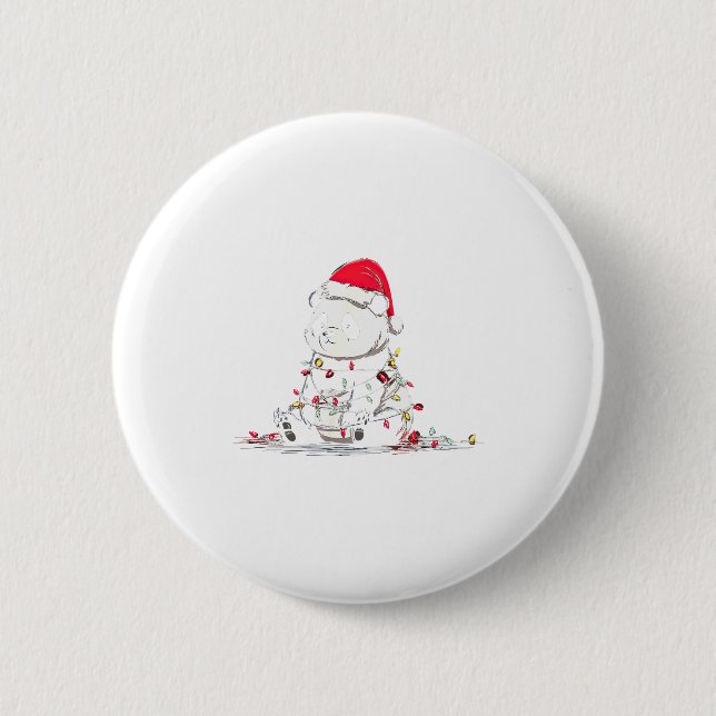 Funny Panda Christmas Graphics Animal Lights Lover Button (Vorderseite)