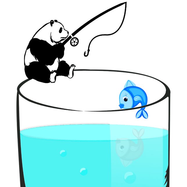 Funny Panda Fischen in einem Glas Wasser T-Shirt (Von Creator hochgeladen)