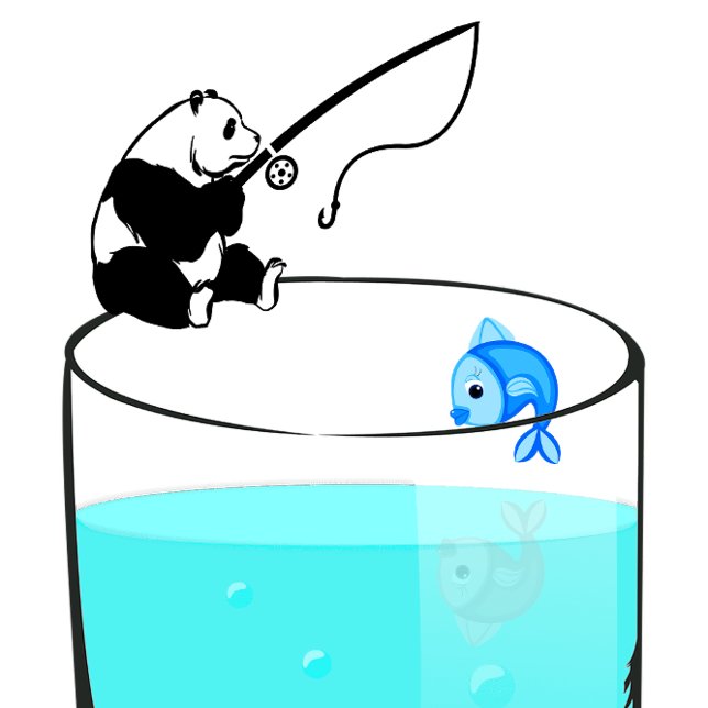 Funny Panda Fischen in einem Glas Wasser T-Shirt (Von Creator hochgeladen)