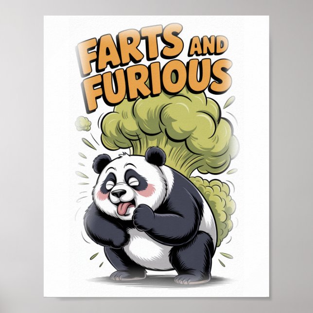 Funny Panda making a Fart on a White Poster (Vorne)