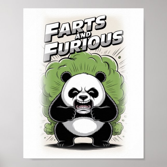 Funny Panda making a Fart on a White Poster (Vorne)