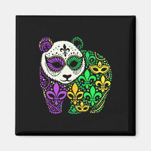 Funny Panda Mardi Gras Festival Moon and Stars Magnet