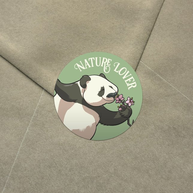 Funny Panda Nature Lover Cherry Blossom Cartoon Runder Aufkleber (Von Creator hochgeladen)