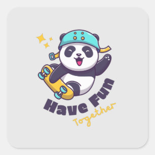 Funny Panda Niedlich für Tiere Lover Quadratischer Aufkleber