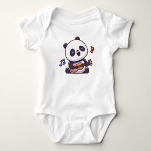 Funny Panda Playing Music, Niedlich Panda, Panda B Baby Strampler