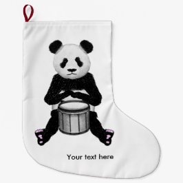 Funny Panda spielt Trommeln Großer Weihnachtsstrumpf