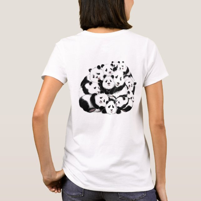 Funny Panda T - Shirt Happy Family Pandas (Rückseite)