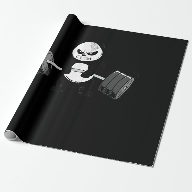 Funny Panda Workout Kitten Gym Deadlift Power Geschenkpapier (Ungerollt)
