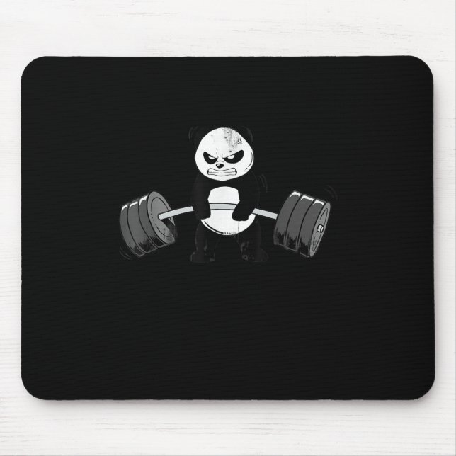 Funny Panda Workout Kitten Gym Deadlift Power Mousepad (Vorne)