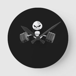 Funny Panda Workout Kitten Gym Deadlift Power Runde Wanduhr