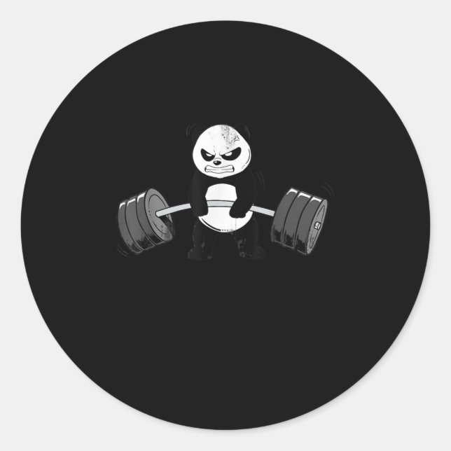 Funny Panda Workout Kitten Gym Deadlift Power Runder Aufkleber (Vorderseite)