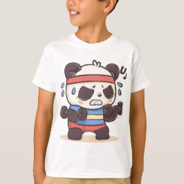 Funny Panda Workout Versage Cartoon Art T-Shirt