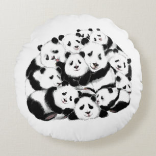 Funny Pandas Round Pillow Rundes Kissen