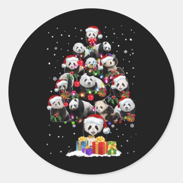 Funny Pandas Santa Hat Christmas Tree Ornament T S Runder Aufkleber (Vorderseite)