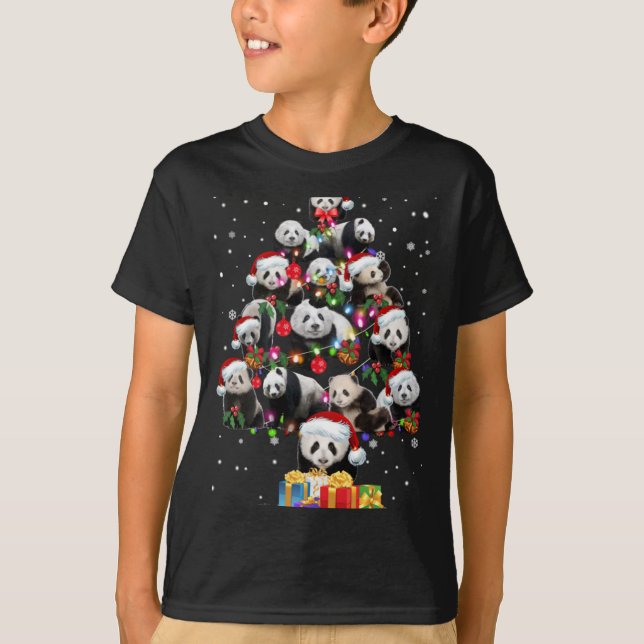 Funny Pandas Santa Hat Christmas Tree Ornament T S T-Shirt (Vorderseite)